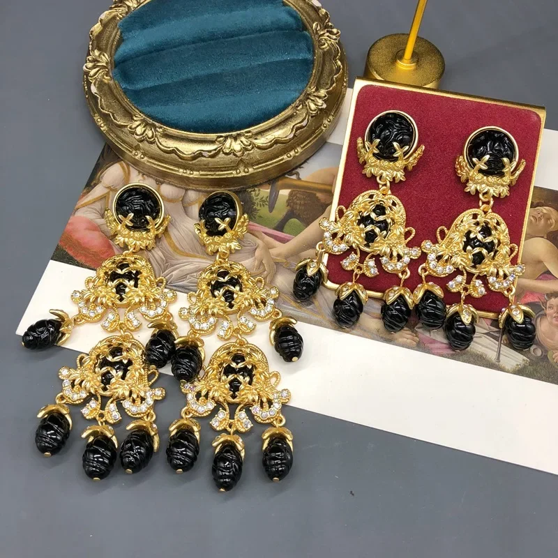 

Женские серьги с кисточками в дворцовом стиле, гиперболический комплект ювелирных изделий для ужина, модный роскошный элегантный ретро-серьга Aretes De Mujer