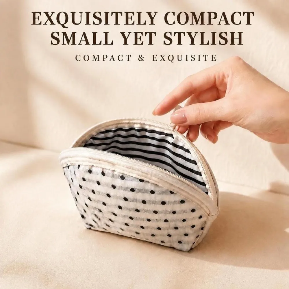 Portable Polka Dot Makeup Bag Mini Shell-shaped Cosmetic Storage Bag Multifunctional Lipstick Pouch Women