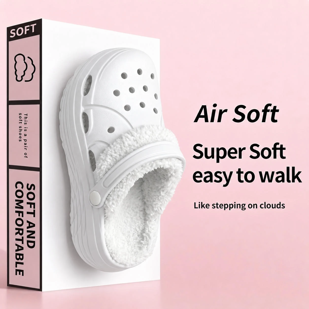 Couple Warm Fur Lined Hole Clogs Winter Anti-Slip EVA Waterproof Slippers Comfort Fuzzy Lined Casual Indoor Outdoor Mules