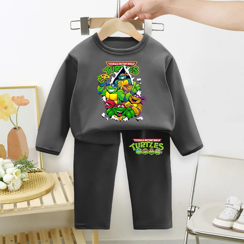 Teenage Mutant Ninja Turtles Children Pyjamas Boy Sleepwear Kid Long Sleeved Long Pants Set Baby Shirt Top Clothes Home Wear New view 3