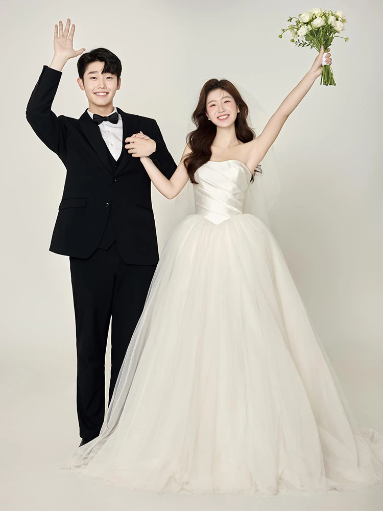 

Белое свадебное платье Ele 2026: Новинка, коллекция Forest System, с открытыми плечами, в пол, для невесты, простое, из мягкого атласа, А-силуэт