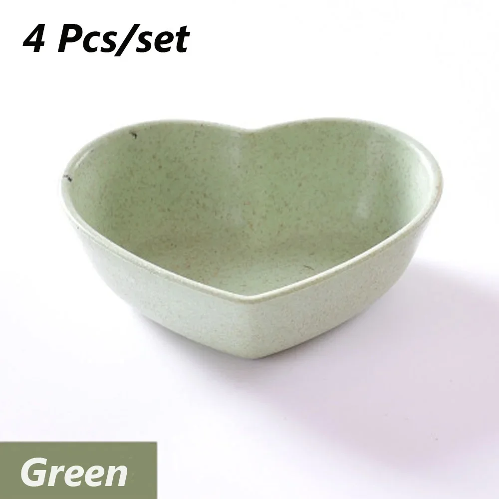 Mini Heart-Shaped Tableware Set 4 Pcs Small Dishes Bowls for Sauce Salt Snacks Kitchen Supplies