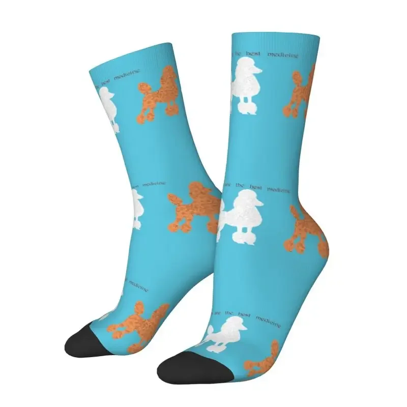 Novelty Mens Poodle Dog Lover Dress Socks Unisex Warm Comfortable 3D Printed Cartoon Pudel Crew Socks