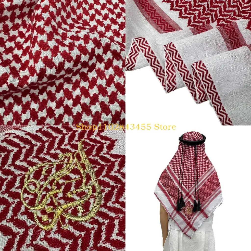 

49MC Arabian Headscarf for Middle East Men Everyday Wear Theme Party Traditaional Scarf Cultural Event Celebration Accessory