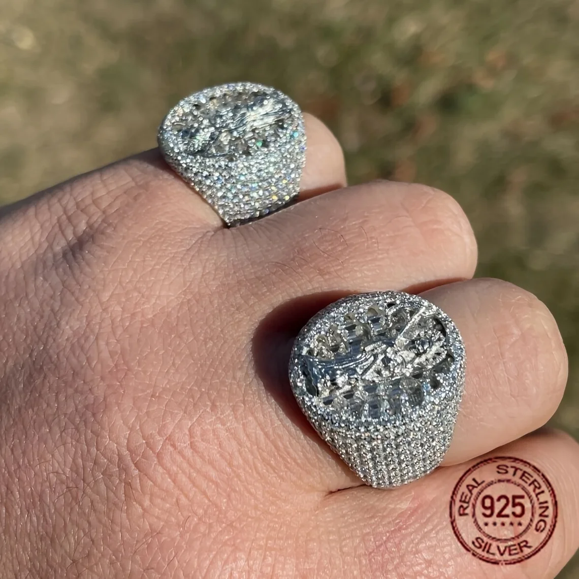 حقيقي 925 خواتم فضة الرغيف الفرنسي تشيكوسلوفاكيا قاتمة ريبر سانتا Muerte مثلج رجالي الهيب هوب الدائري الموت الله هالوين مجوهرات هدية #4