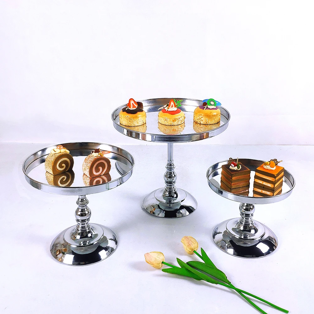 1pc Gold Silver Antique Metal Round Cake Stand Set Wedding Birthday Party Dessert Cupcake Pedestal Display Plate Home Decor