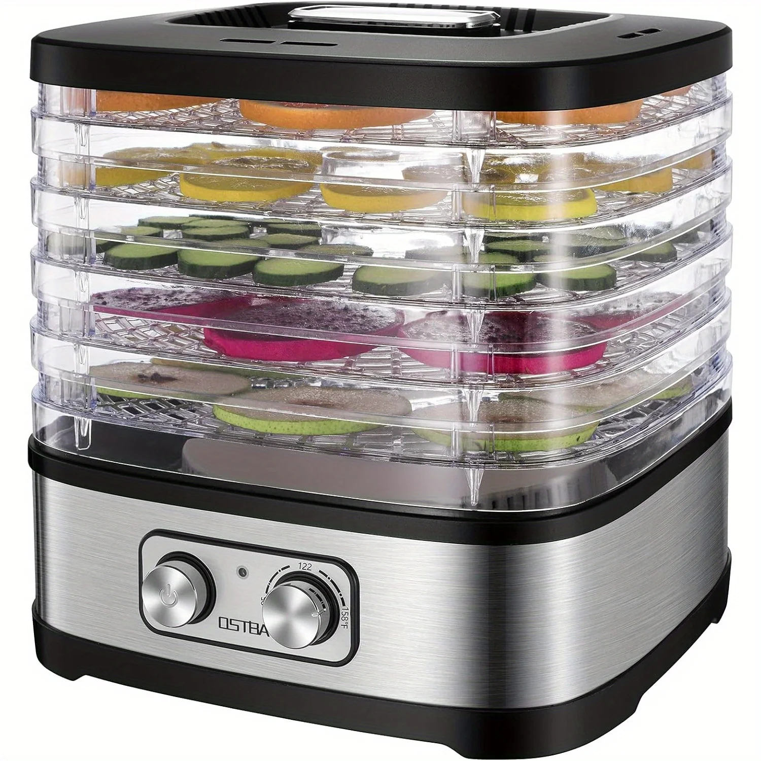 

usFood Dehydrator Machine Adjustable Temperature & 72H Timer, 5-Tray Dehydrators for Food And Jerky, Fruit, Dog Treats, Herbs, Snacks, LED Display, 240W Electric Food Dryer, Recipe Bookd