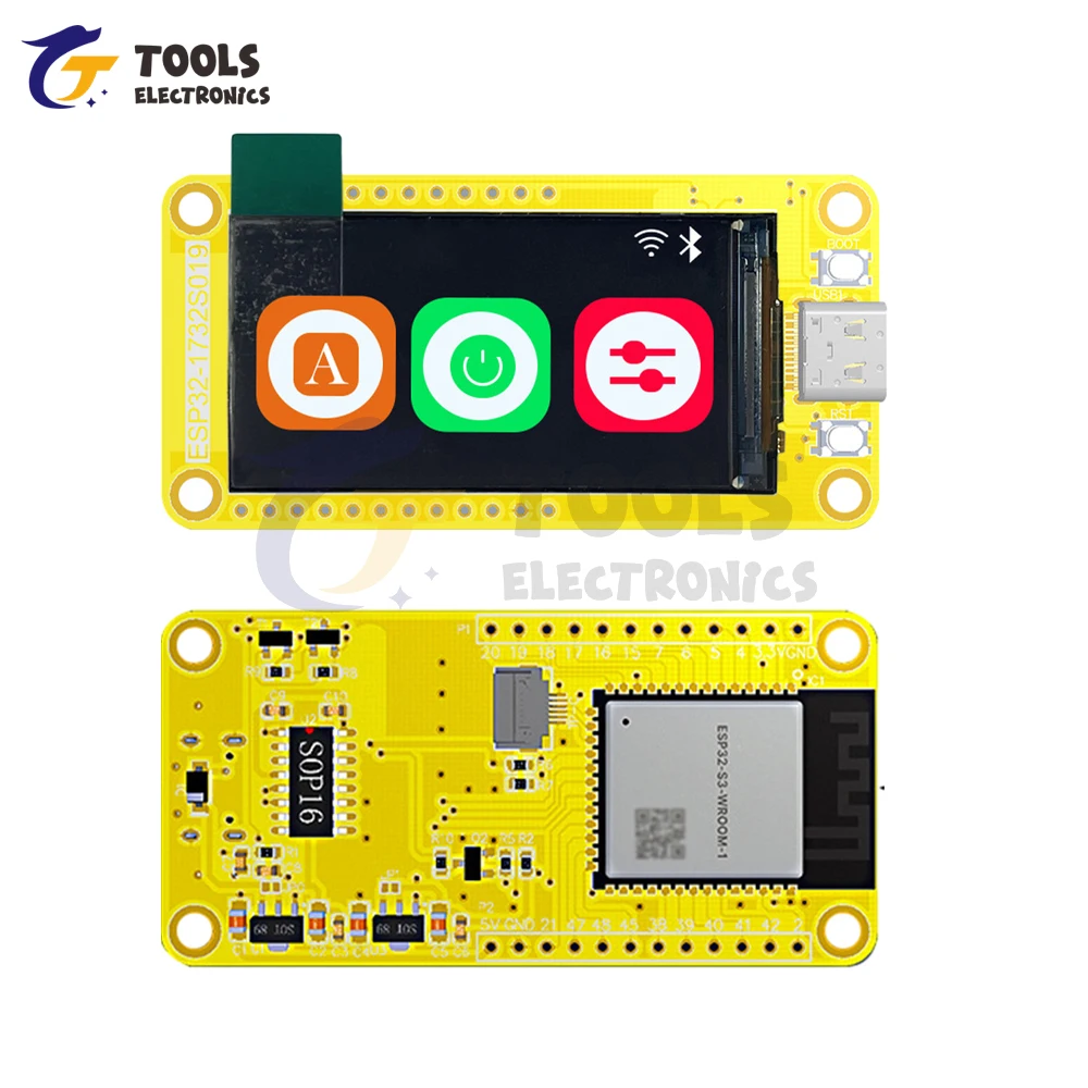 

ESP32-S3 Development Board WIFI+Bluetooth 8M PSRAM 16M Flash Type-C with 1.9inch Screen 170*320 Resolution LCD TFT IPS Module