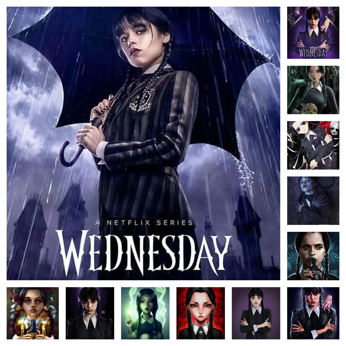 Wednesday Addams Family Diamond Painting TV Art 5D DIY AB Drill Mosaic Cross Stitch Kit Gothic Halloween Horror Movie Home Decor