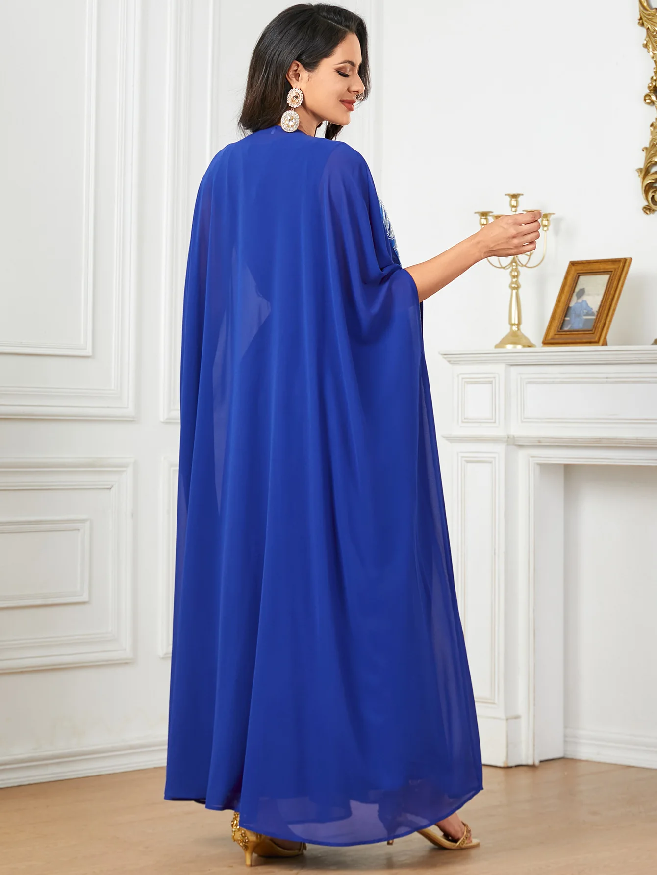 

Элегантное вечернее платье с плащом для женщин, марокканское кимоно в Саудовской Аравии, платье с поясом, турецкий комплект абайи, арабский кафтан, Дубай, кафтан, мусульманский Джалабия