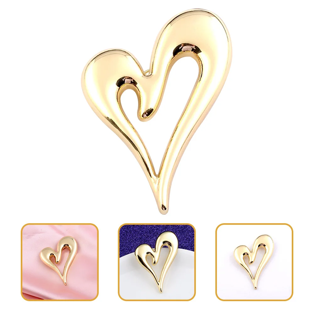 

Heart Brooch Pin Heart Design Fine Craftsmanship Hollow Minimalist Fashion Jewelry for Women Scarf Coat Hat Accessory
