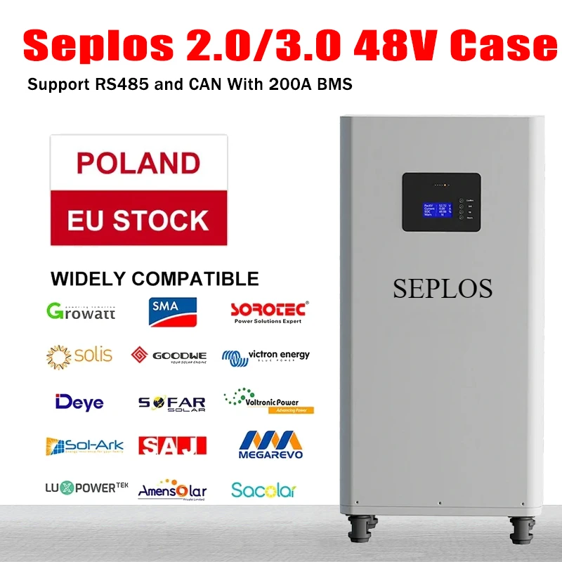 

EU Stock Seplos 48V 280AH LiFePO4 Battery Case DIY Kits with Smart BMS 51.2V CAN RS485 for Inverter Assemble Box Without Cells