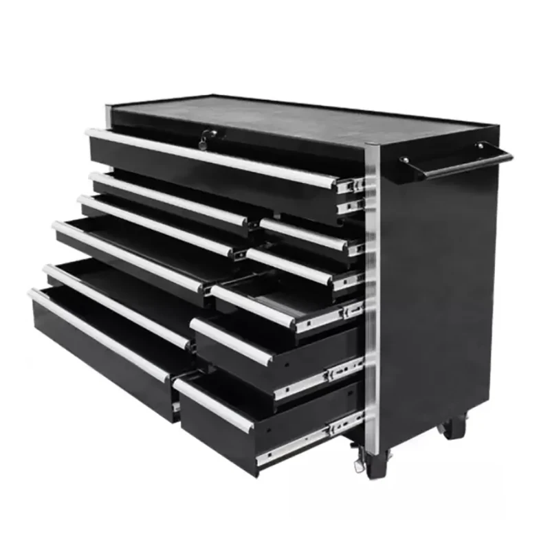 New Design Garage Tool Cabinet Storage Drawers With Stainless Steel Rubber Wood Top Portable Trolley Set For Workshop