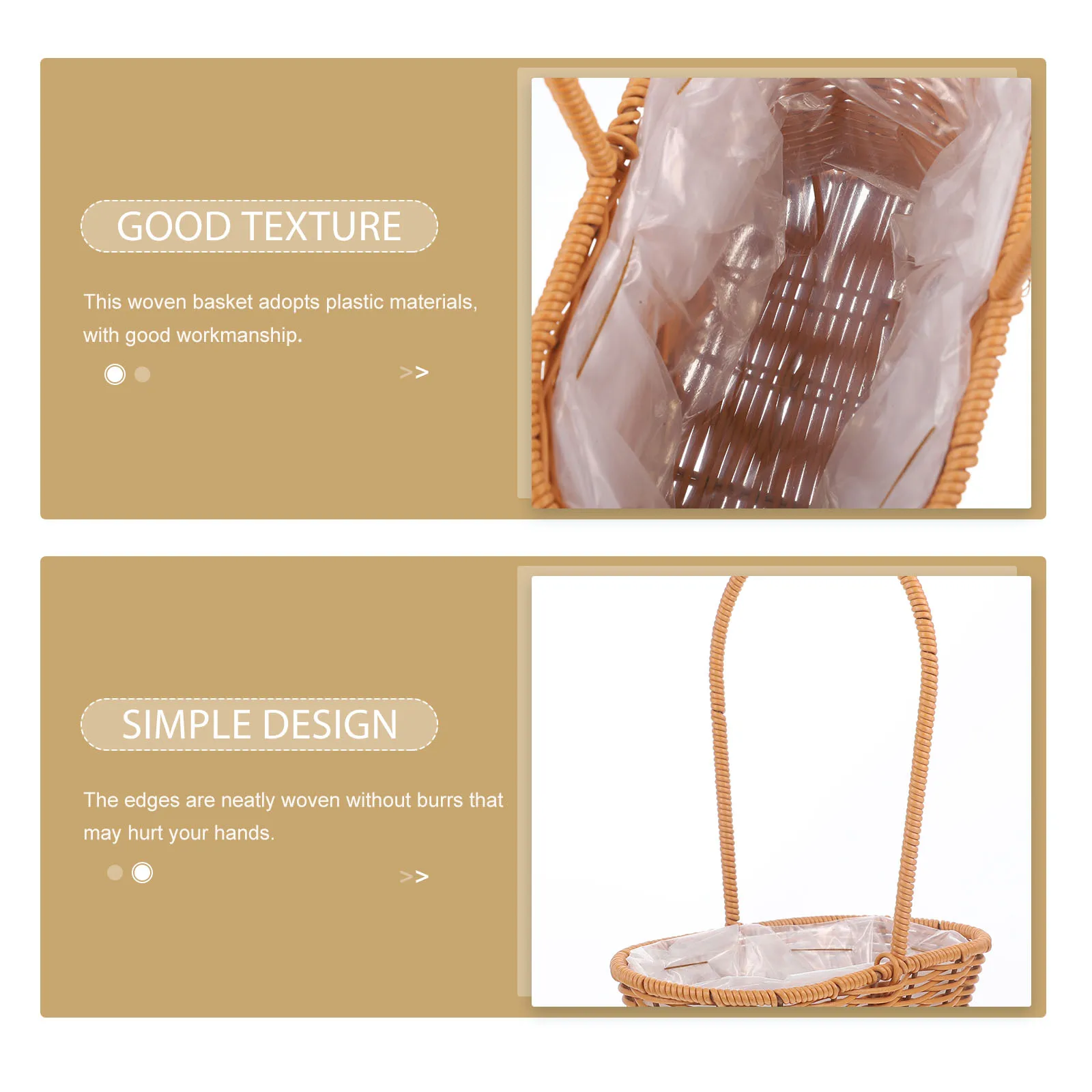 

Multipurpose Woven Storage Basket Lightweight Flower Gift Basket for Daily Use Picnic Banquet Decorative Fruit Organizer