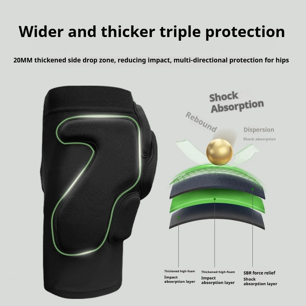 شورت احترافي للتزلج على الجليد للبالغين والرجال والنساء - سروال داخلي مبطن واقٍ مع وسادة على شكل عظمة ذيل الورك #2