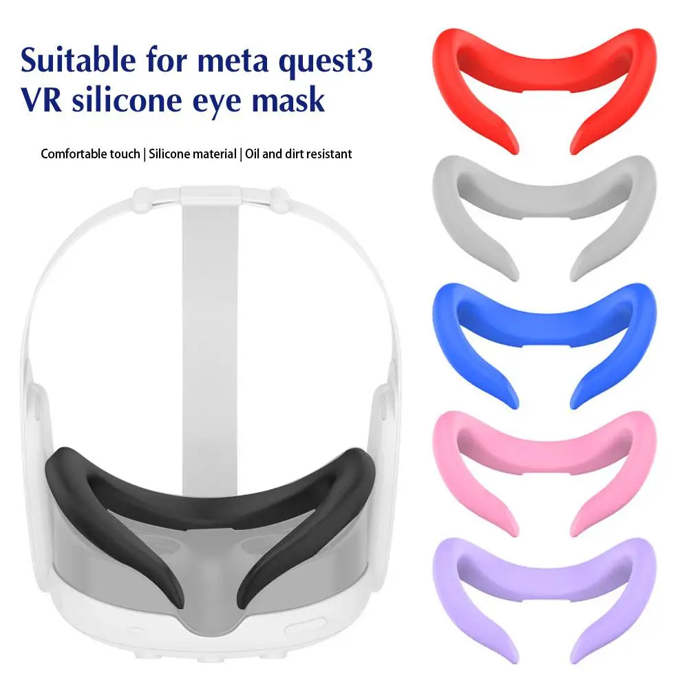 Máscara de silicone para Meta Quest3, Máscara Anti Sweat, VR Óculos Acessório, AR, 1 Pc, Adequado para Óculos, V6C8