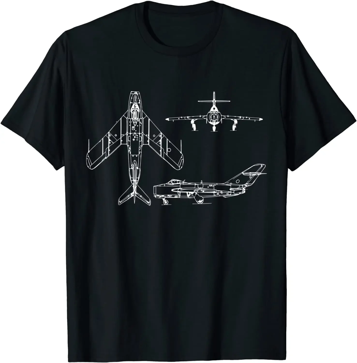 

Mig-17 Soviet Plane Warbird Blueprint Schematics Diagram Men T-Shirt Short Sleeve Casual Cotton O-Neck Summer Shirts