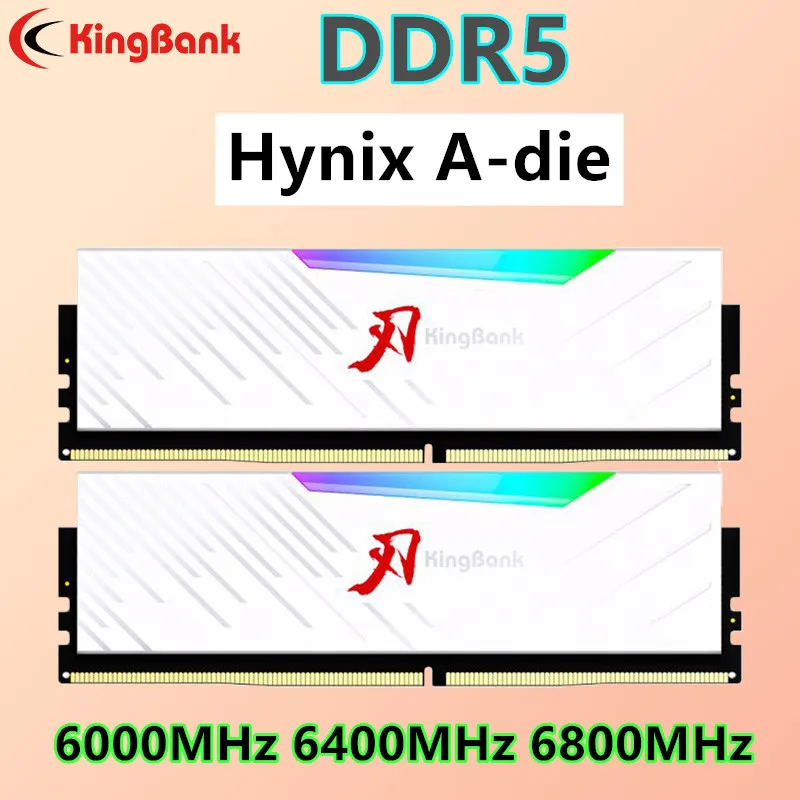 

KingBank DDR5 RGB RAM Hynix A die PC5 (16GBx2) (32GBx2) 6000MHz 6400MHz 6800MHz for Desktop Memory White