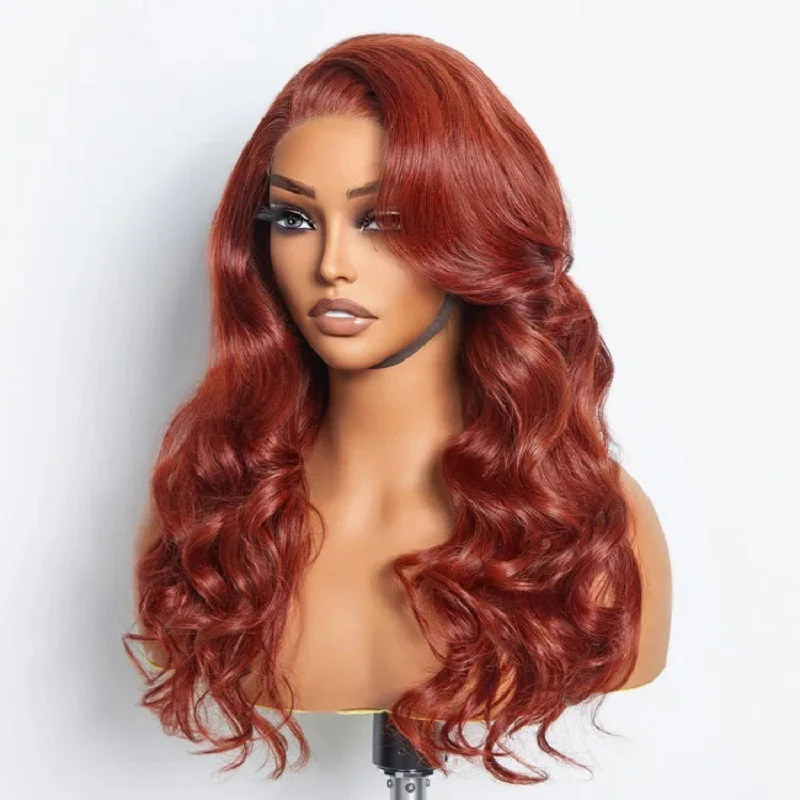 Reddish Brown 13x4 Body Wave Lace Frontal Human Hair Wig  Lace Frontal Wigs Human Hair Wig Brazilian Pre Plucked For Women