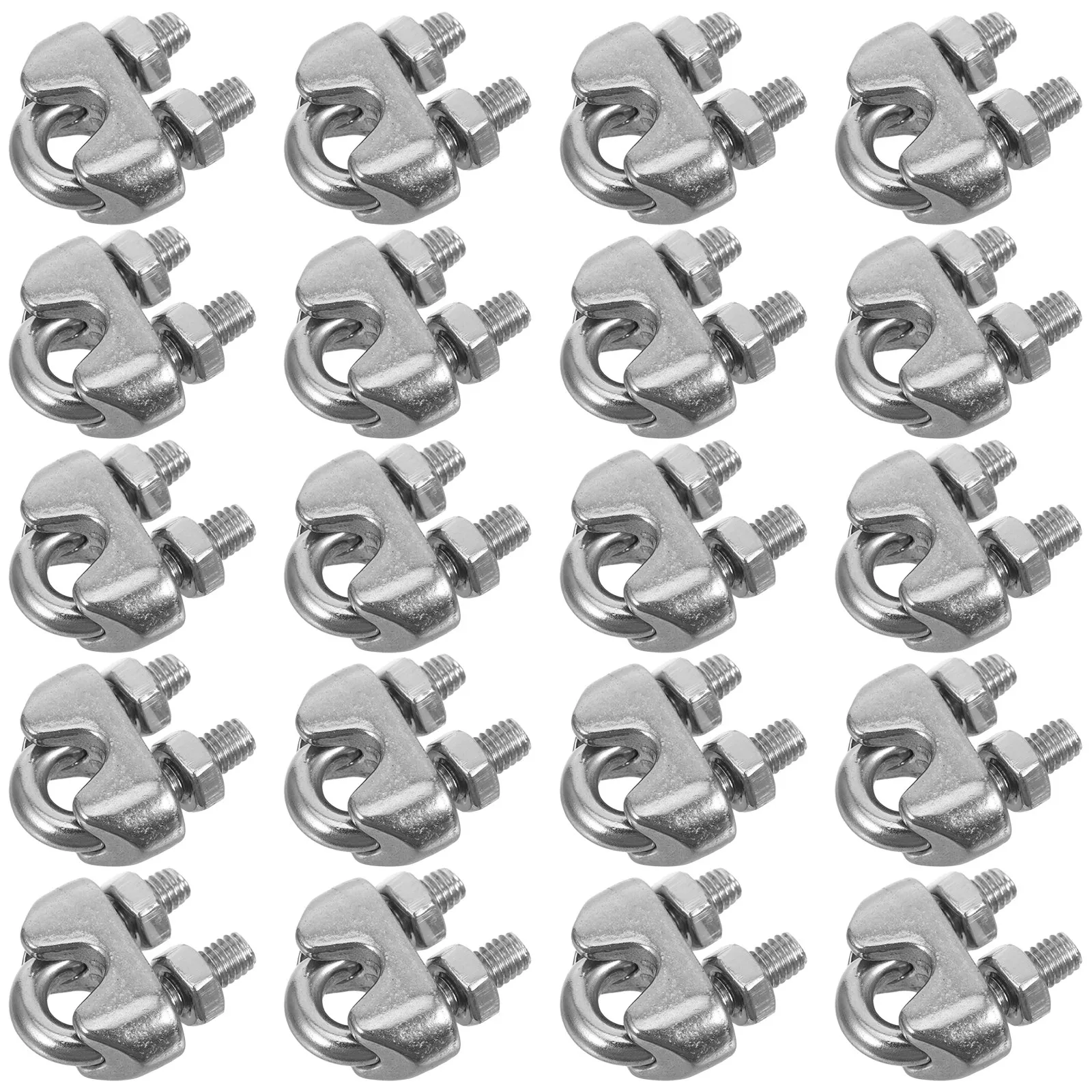 20Pcs Wire Rope Clamp Stainless Steel U-Bolt Saddle Fastener Cable Stop Locking Device Heavy Duty for Fencing Rigging Outdoor