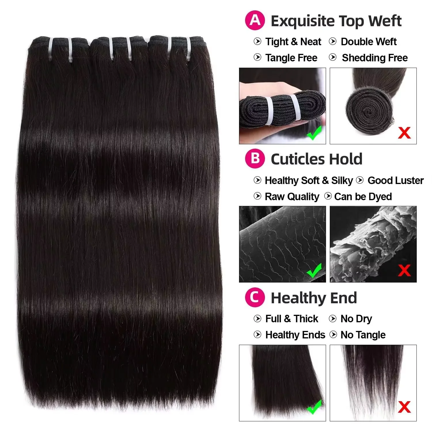 100% Quality 16A Straight Bundles Human Hair Brazilian Real Remy Weave Raw Hair 3 4 5 Pcs Unprocessed Human Hair Bundles Extensions For Women Deals image 2
