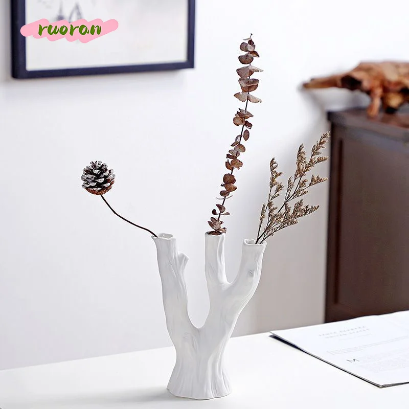 

Creative Twig Ceramic Vase for Hydroponic Flowers Living Room Entryway Table Twisted Stick Ornament Bedroom Vessel