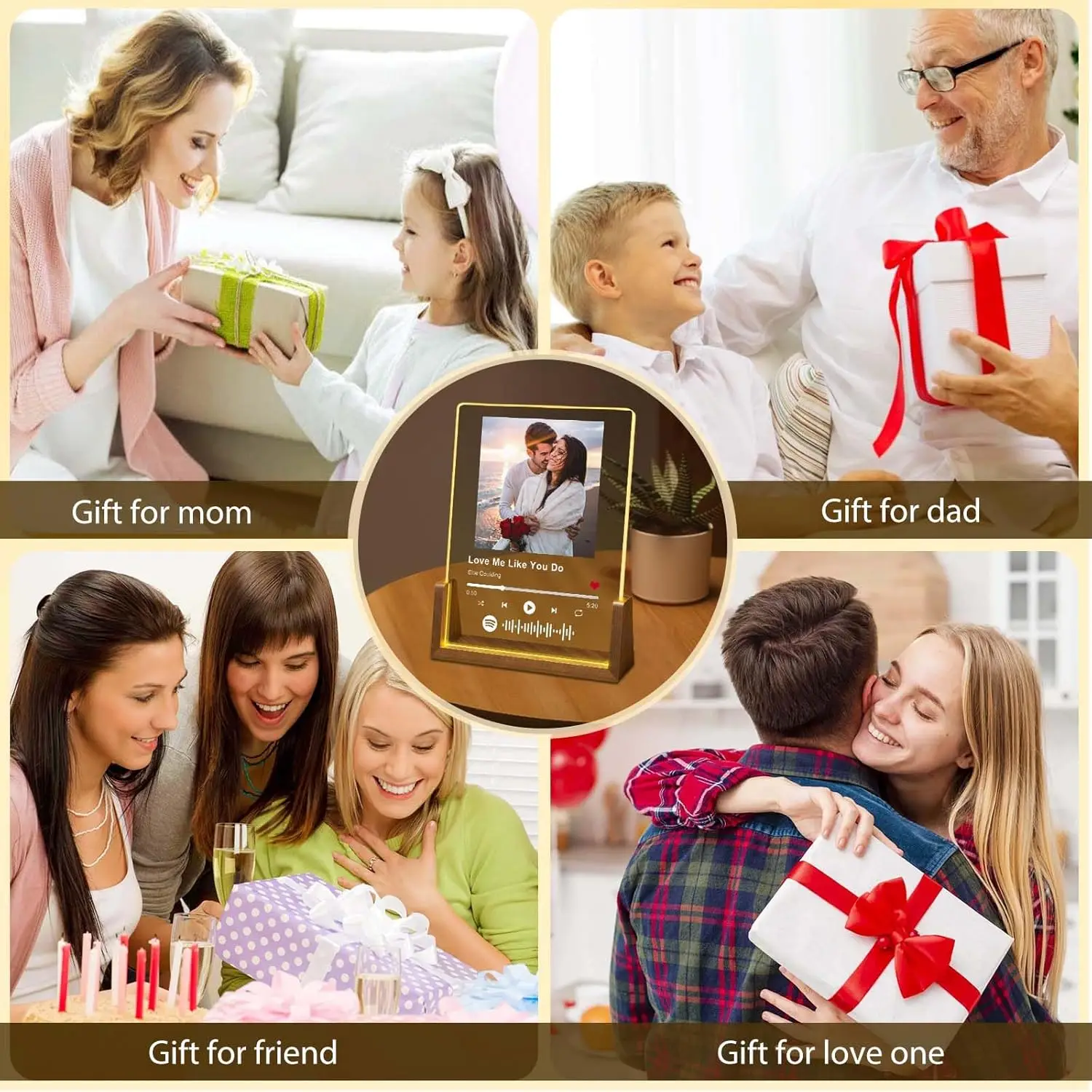 Custom Valentine\'s Day Gifts Spotify Plate Personalized Lamp With Photo Custom couple Romantic Birthday Gift Acrylic Frame