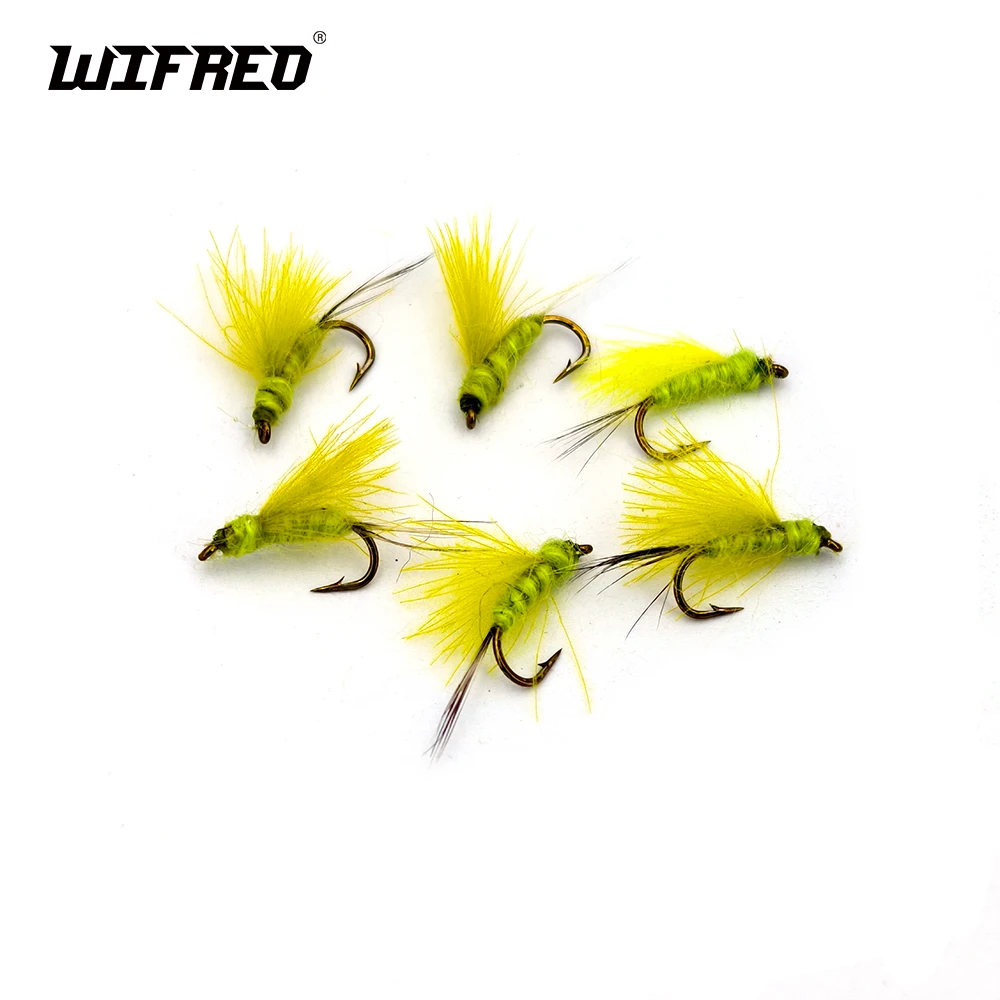 ويفريو 6 قطع # 12 # 14 # 16 أصفر CDC ريشة الجناح Mayfly صغيرة جافة الذباب نهر غاسل يطير الصيد إغراء الطعم لسمك السلمون المرقط #1