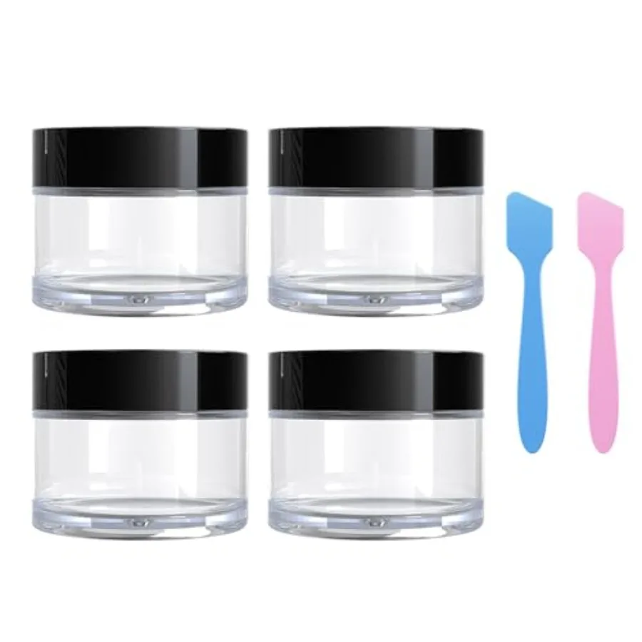 Travel Size Containers for Toiletries, 4 Pieces 1 OZ Small Cosmetic Jars for Makeup Face Creams Moisturizer Lotion, with 2 Piec