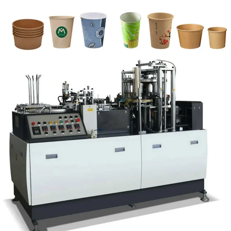 Automatic Kraft Soup Noodle Salad Paper Bucket Bowl Making Machine PE Coated Large Paper Cup Forming Machinery with Lid