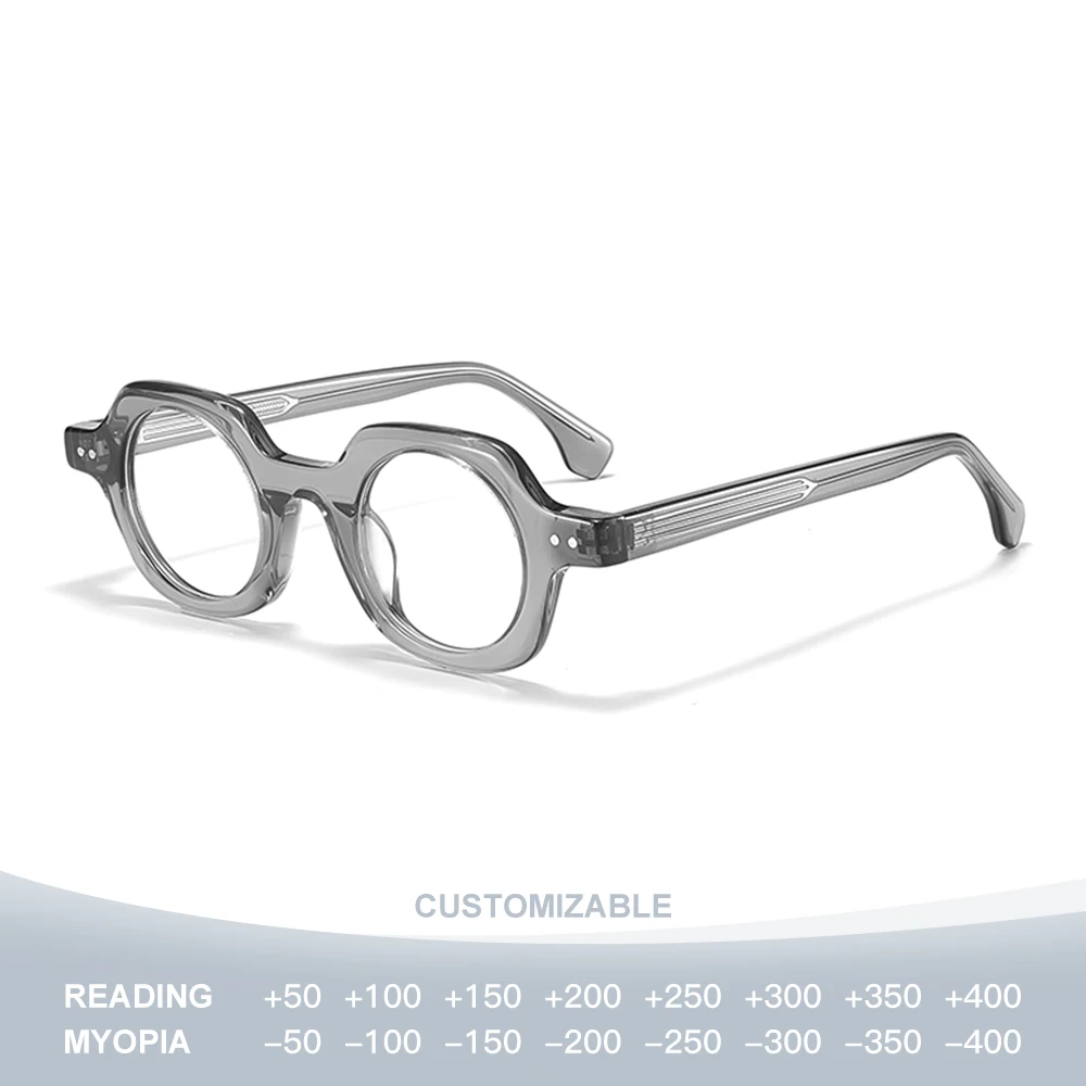 

Small Frame Polygonal Prescription Glasses Anti Blue Light Photochromic Acetate Optical Eyeglasses for Men And Women Transparent
