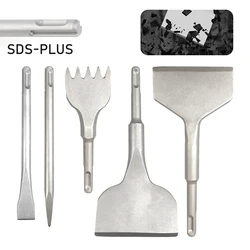 5PC SDS PLUS pala per piastrelle con gambo tondo martello elettrico Chise Wall trapano a percussione per calcestruzzo 5 denti punta da trapano per stozzatrice per muratura