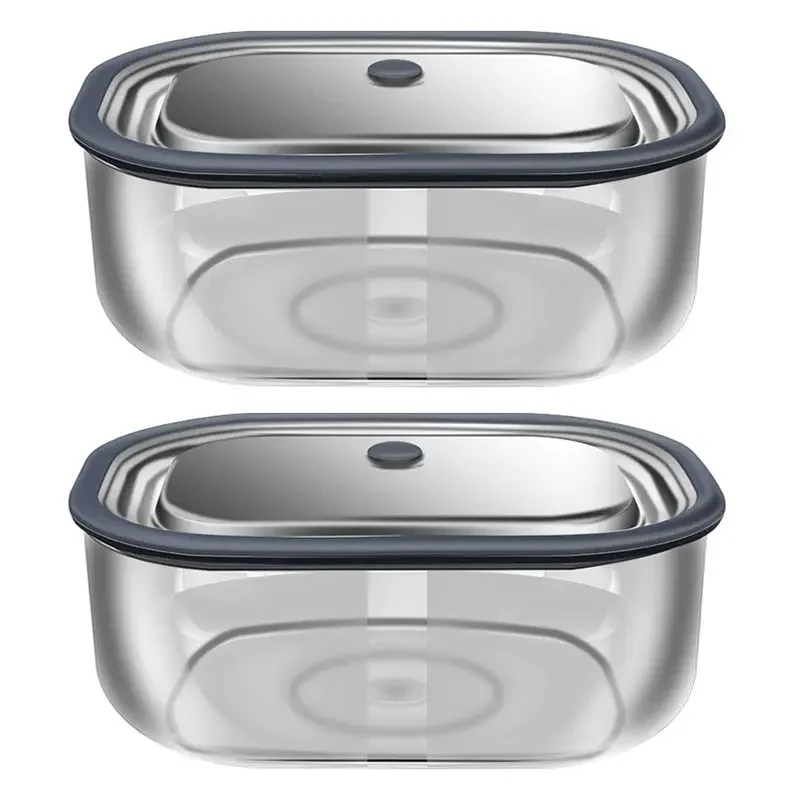 

High Borosilicate Glass Rectangle Lunch Box Microwave Heating Fresh-keeping Bento Box Food Storage Sealed Crisper Box With Lid