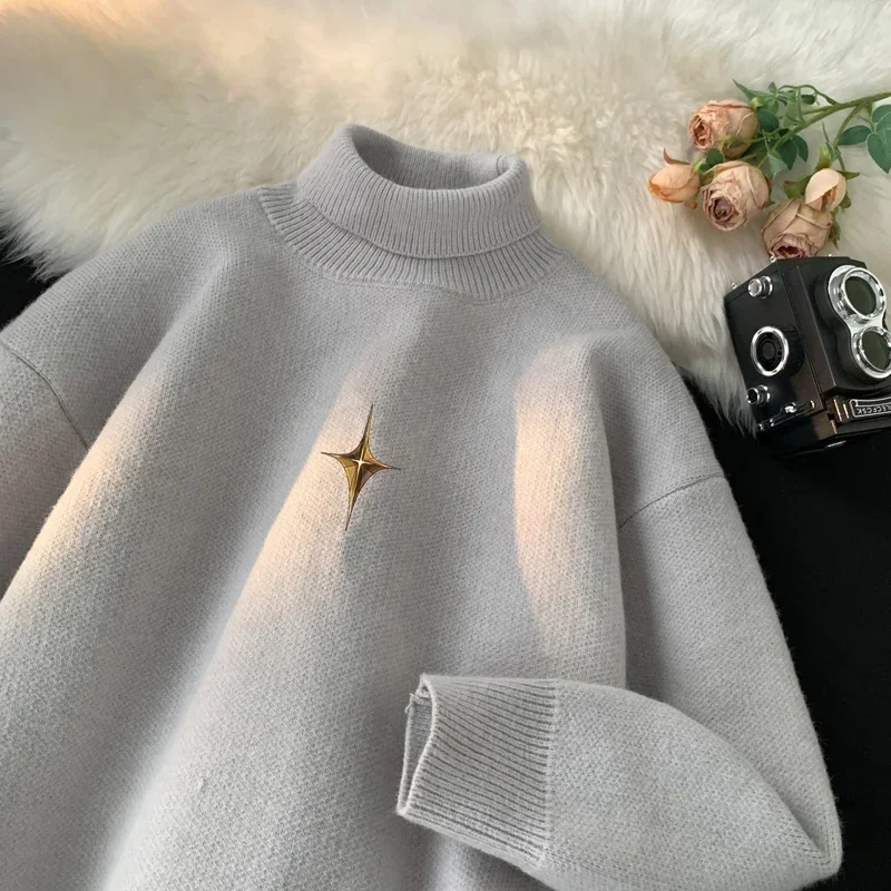 

Autumn New Warm Turtleneck Pullovers，Basic Men Women Sweater，Round Neck Slim Fit Korean Clothing Trendy Knitted Couples Knitwear