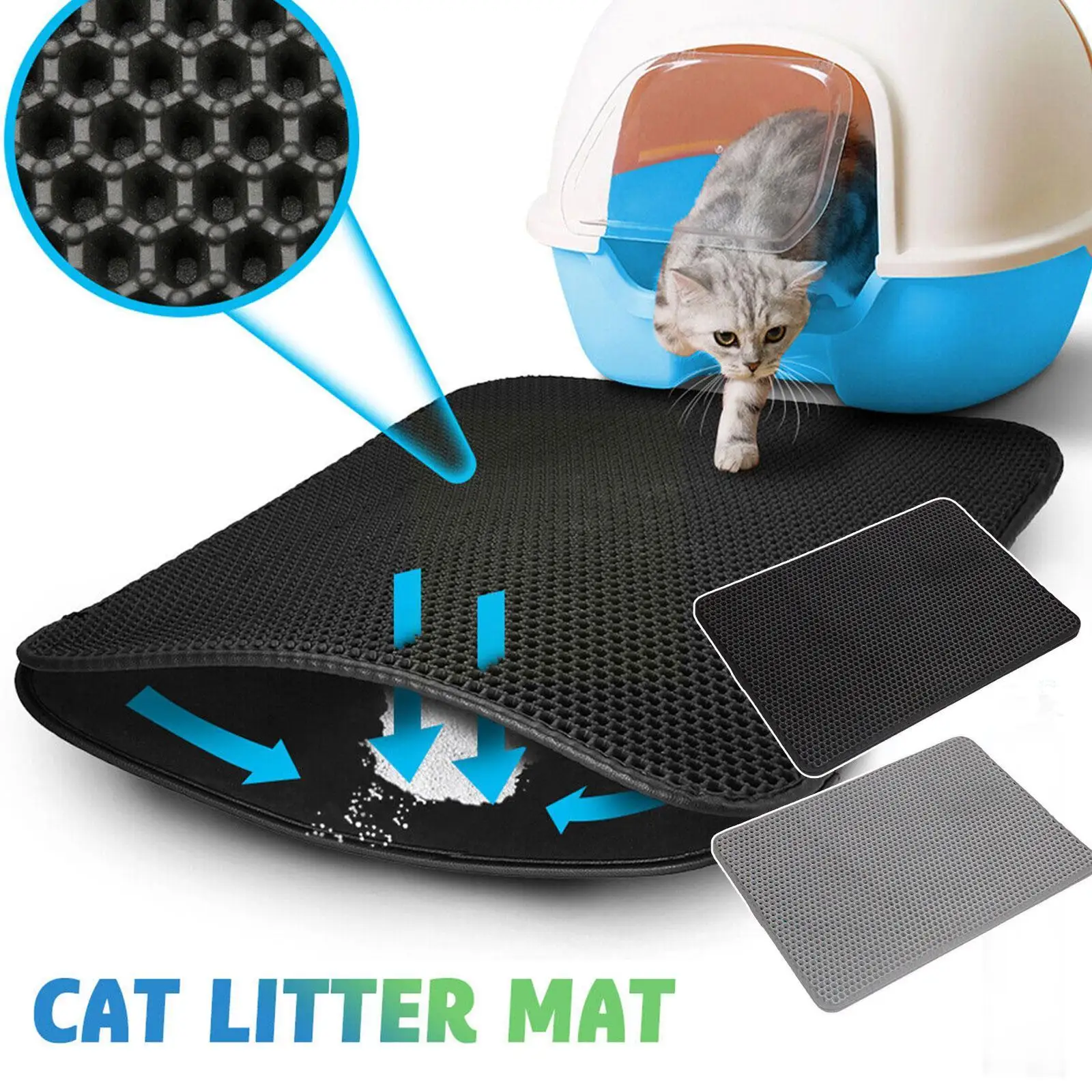 Almohadilla de EVA de doble capa para arena de gato, colchón impermeable antideslizante con filtro, lavable, para perros y gatitos, suministros de