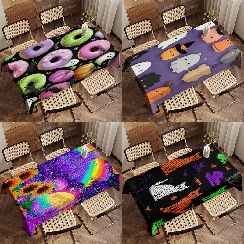 Colorido Halloween Donuts restaurante cocina mantel sala de estar decoración del hogar decoración de fiesta Rectangular