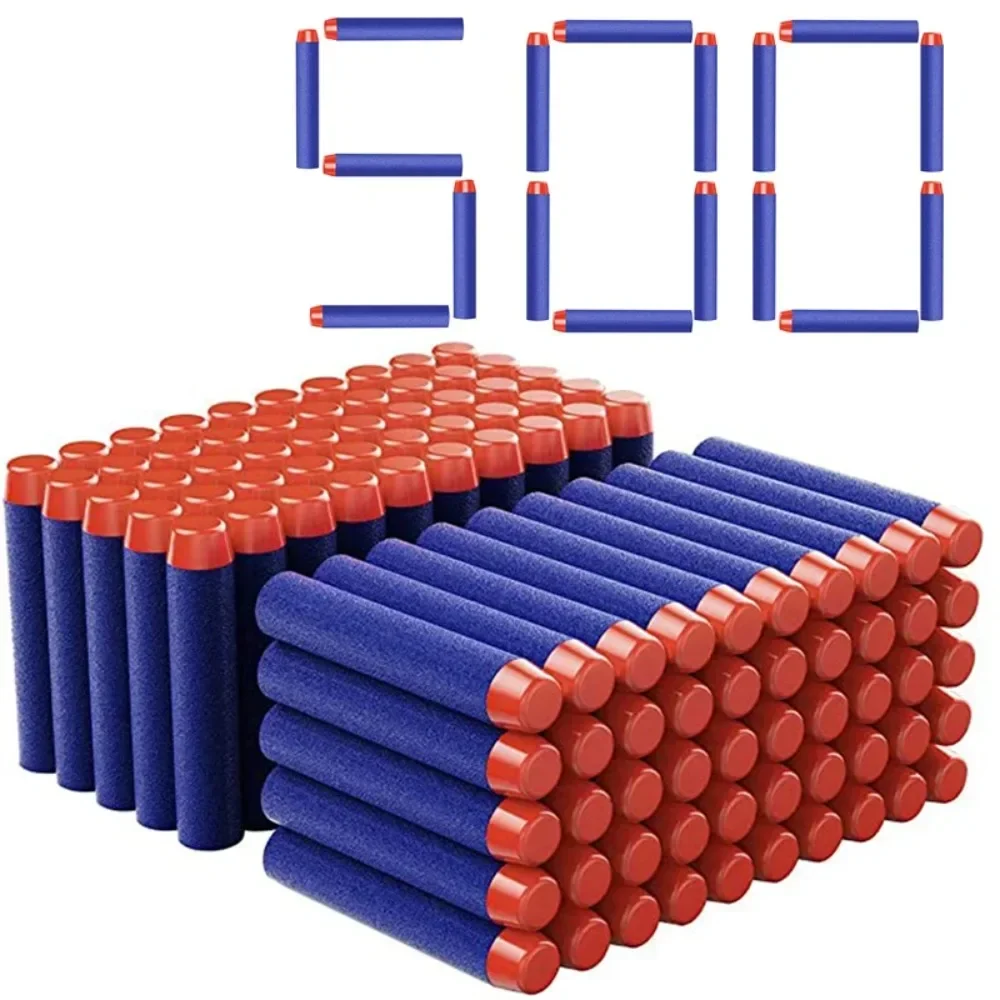 1000-50 sztuk Niebieskich, Gładkich, Okrągłych Strzałek z Okrągłą Główką 7,2 cm do Serii Blasterów, Wymienne Strzałki, Akcesoria do Zabawek dla Dzieci
