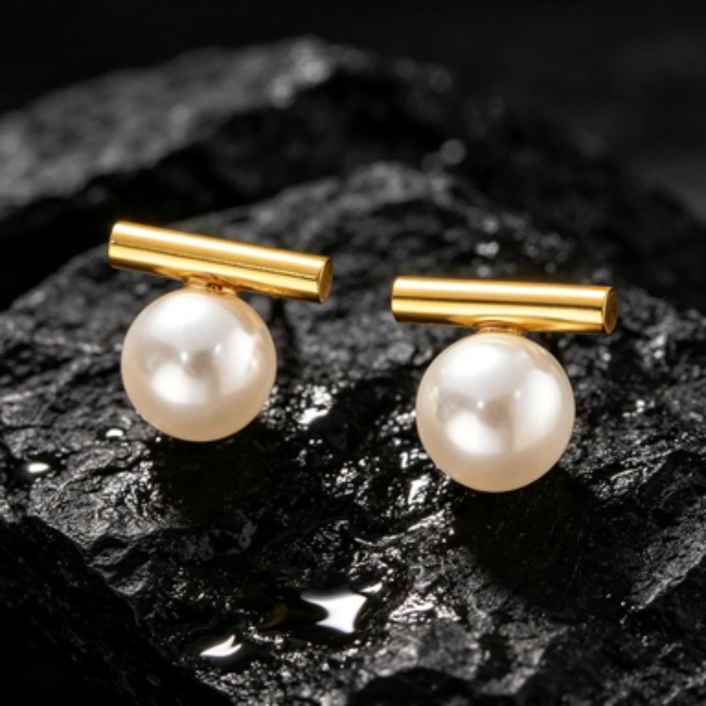 Pearl Personalized Earrings Niche Simple Versatile Earrings Fashionable Temperament High-end Earrings for Women Accessories