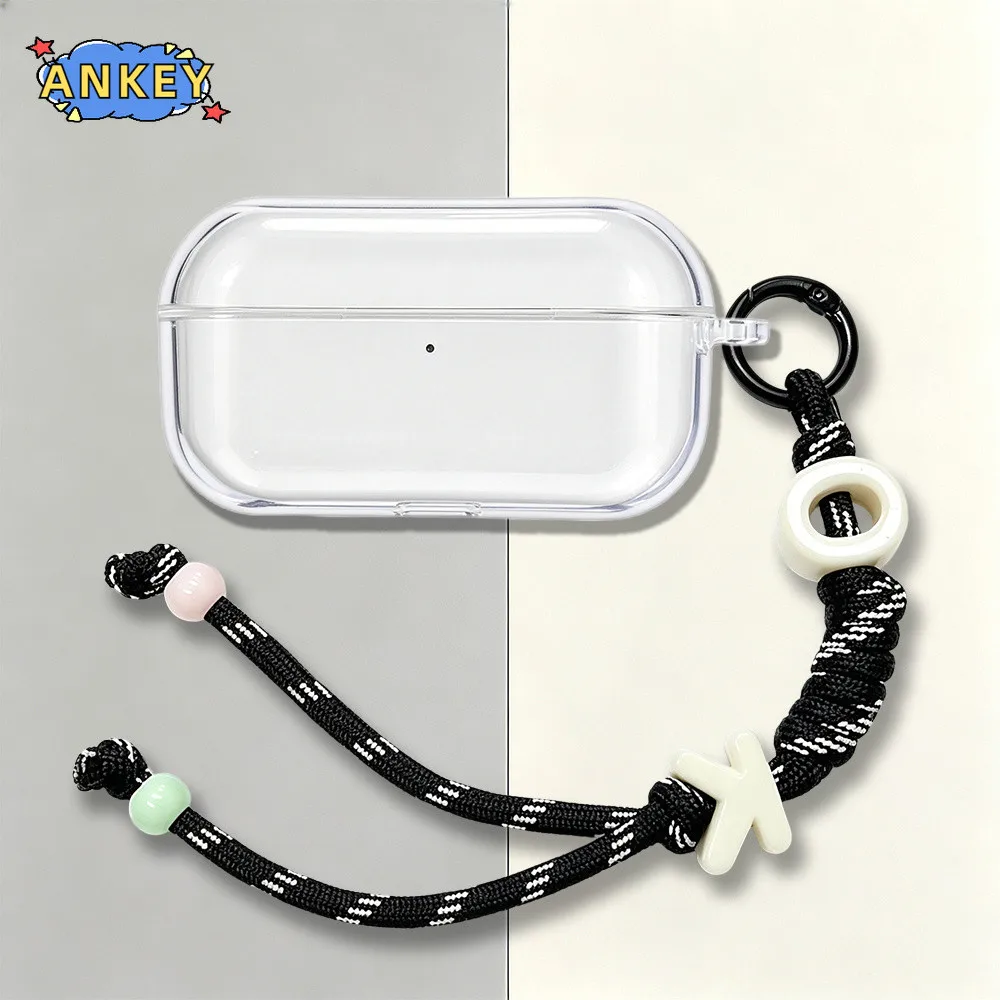 Compatible with Technics EAH-AZ100 Clear Earphone Case TPU Shell Transparent Protective Cover with Multicolored Nylon Lanyard