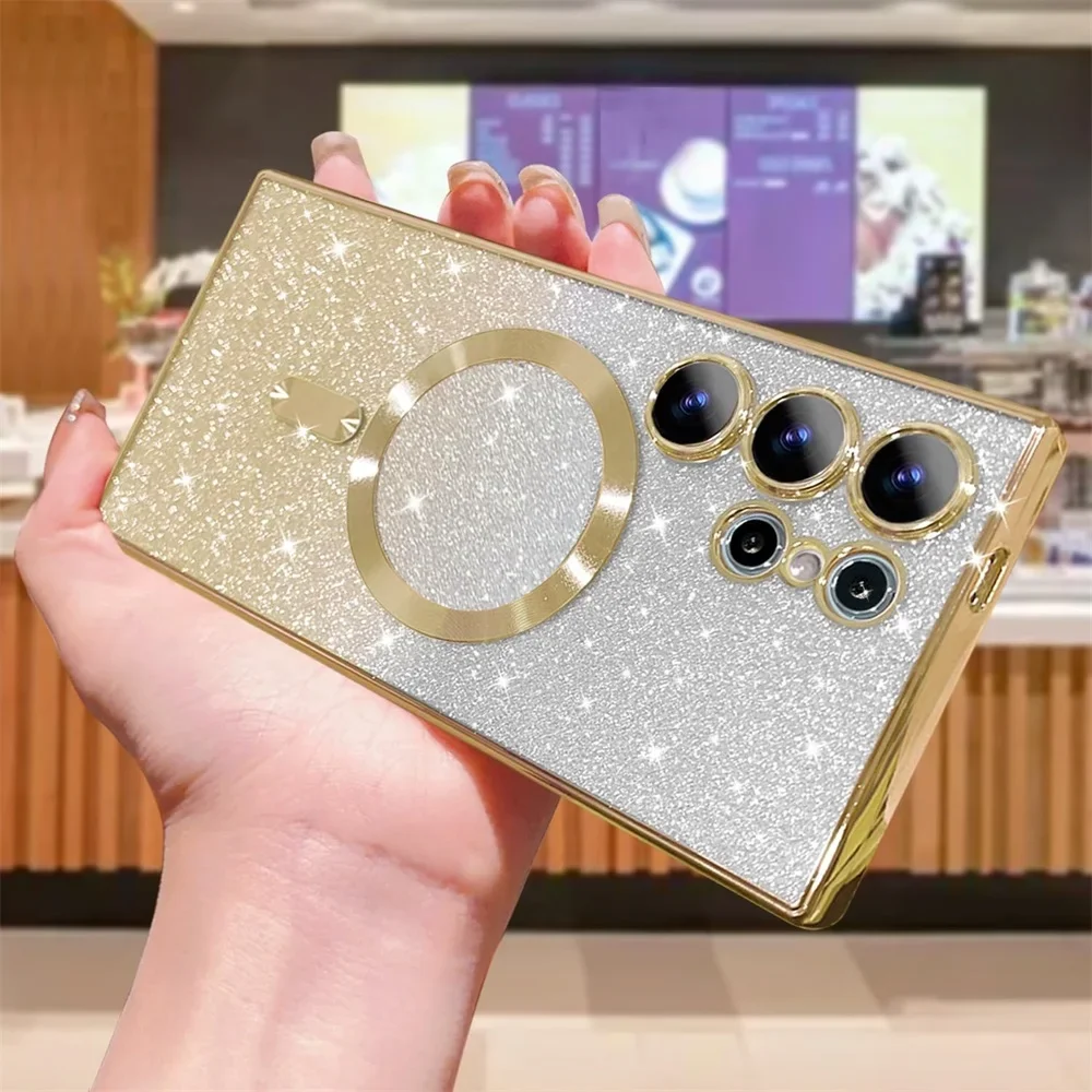Glitzernde Hülle für Samsung Galaxy S25 S24 S23 Plus S22 S21 S20 FE S24FE S23FE S21FE Glitter S26 Ultra A56 A17 A57 Magnetische Schutzhülle – Detail 3