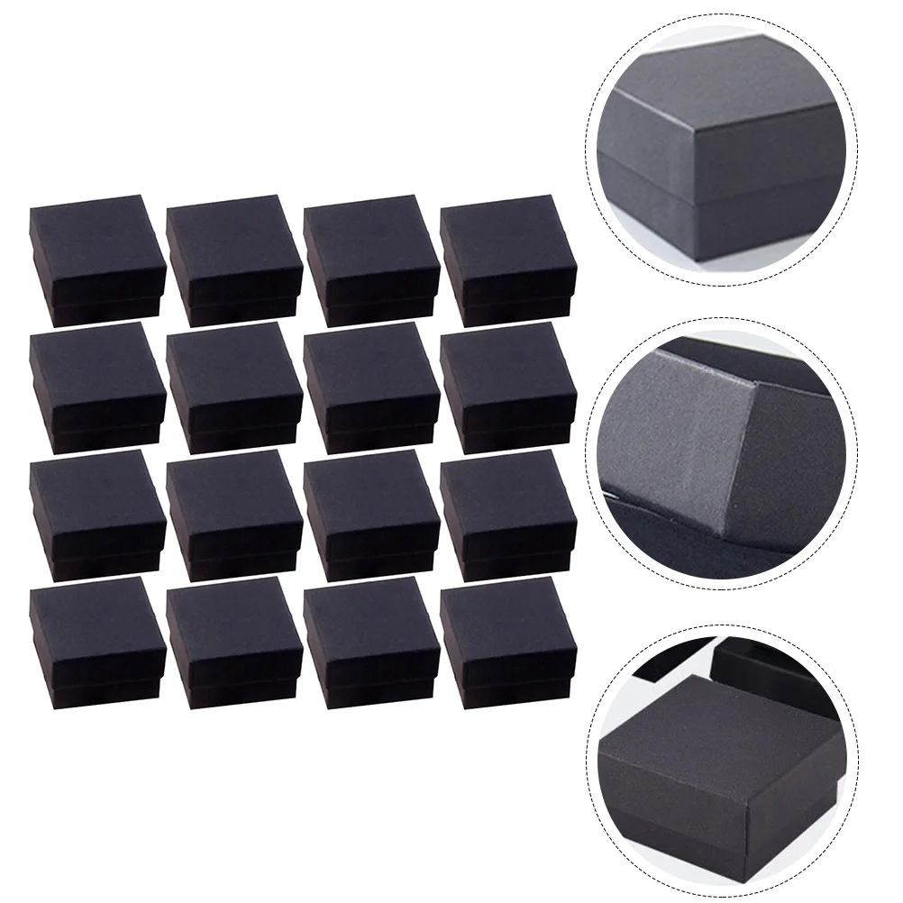 96Pcs Black Kraft Paper Jewelry Boxes Small Size Retro Durable Storage Case for Rings Earrings Necklaces Gift Organizer