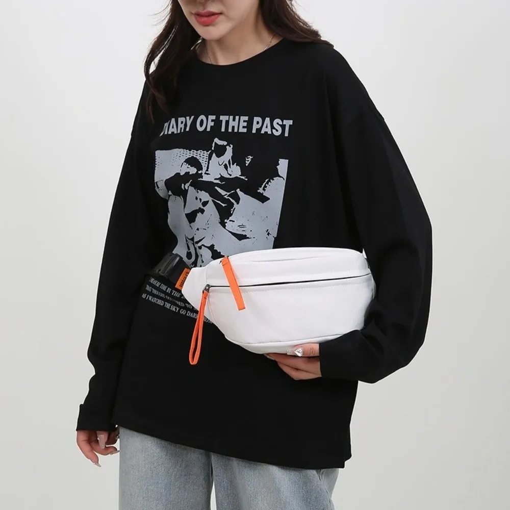 

Solid Color Nylon Waist Bag Adjustable Shoulder Strap Large Capacity Men Chest Bag Banana Bag Fanny Pack Diagonal Shoulder Bag