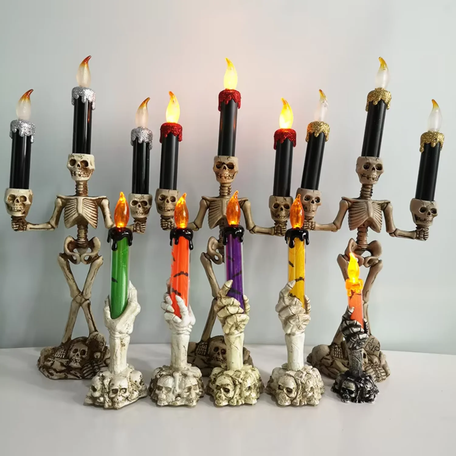 2022 Halloween candelabra with LED flameless candles holder props battery operated flickering spooky light decor centerpiece