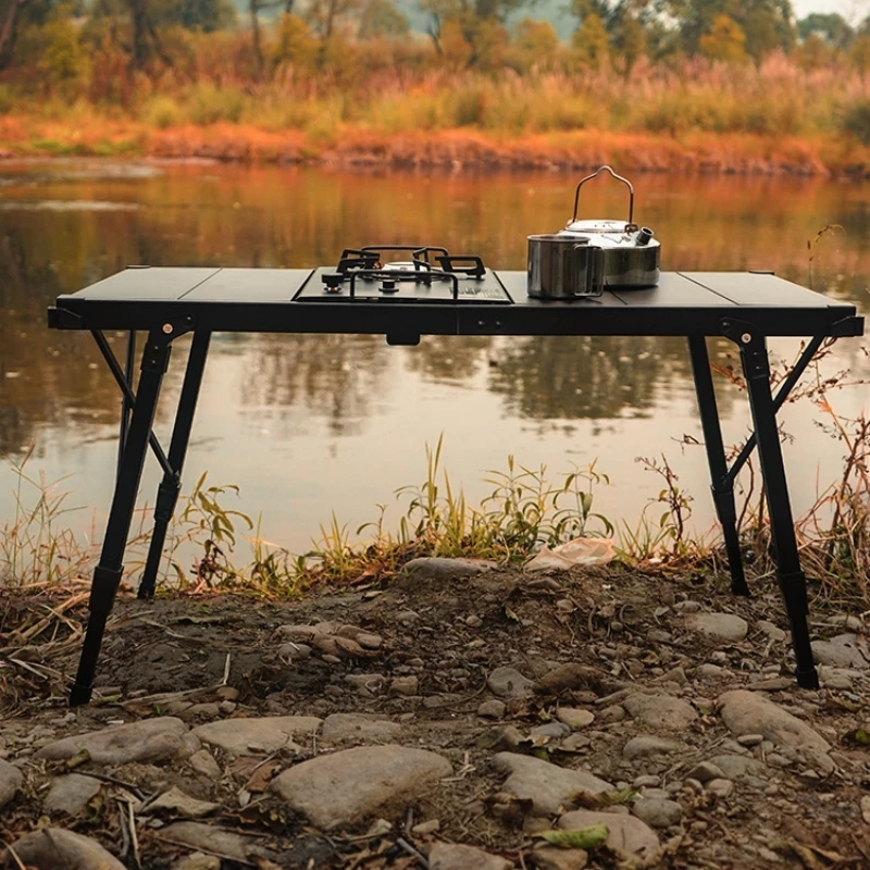 Imagem -05 - Outdoor Folding Egg Roll Table Portátil Liftable Alumínio Piquenique Churrasco Camping Igt