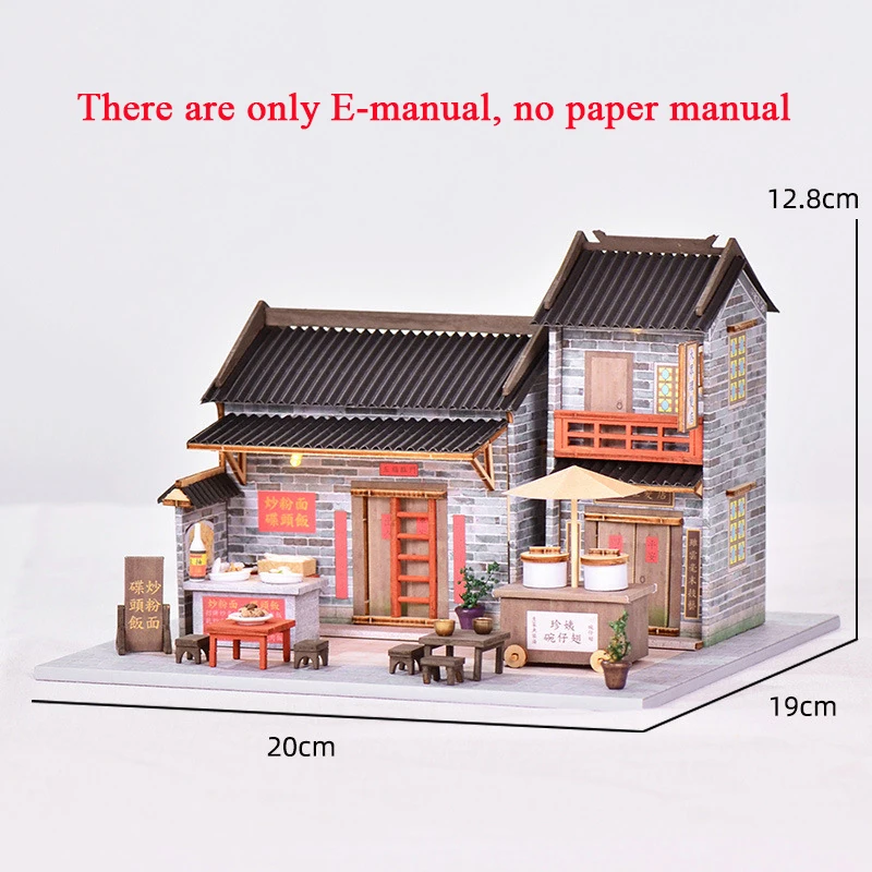 DIY Wooden Doll Houses Fruit Store Casa Mniature Building Kits with Furniture Led Trading Dollhouse for Adults Gifts