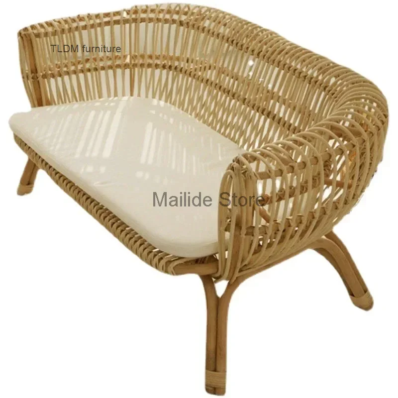 Modern Creative Balcony Beach Chair Japanese Outdoor Furniture Rattan Outdoor Chairs Single Sofa Chair Leisure Backrest Armchair