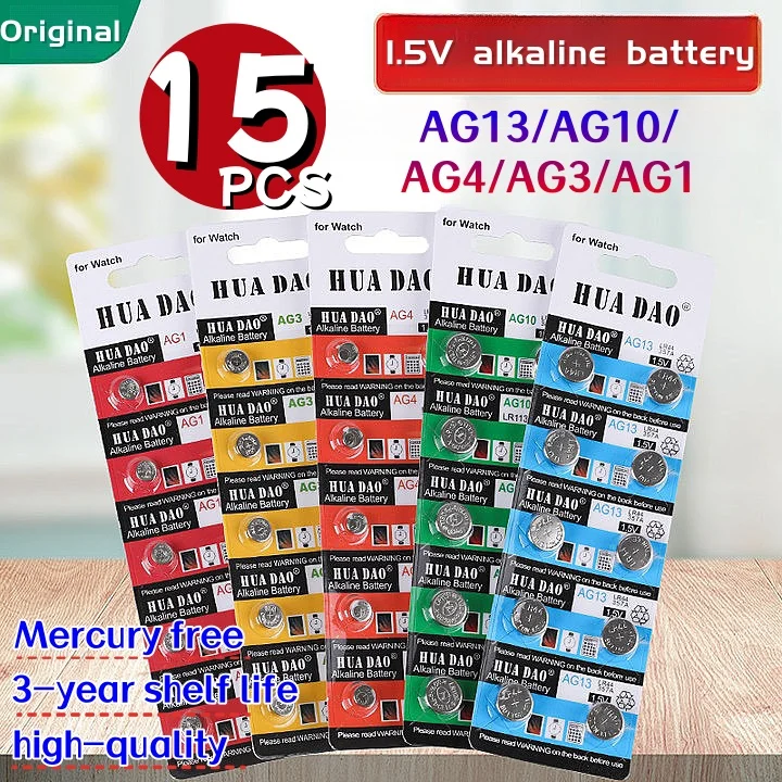 15PCS AG13 battery LR44 LR41 LR43 LR1130 Button Coin CellsAG13 AG10 AG3 AG1AG4 Alkaline Battery For Car Remote Watch ag13pilas