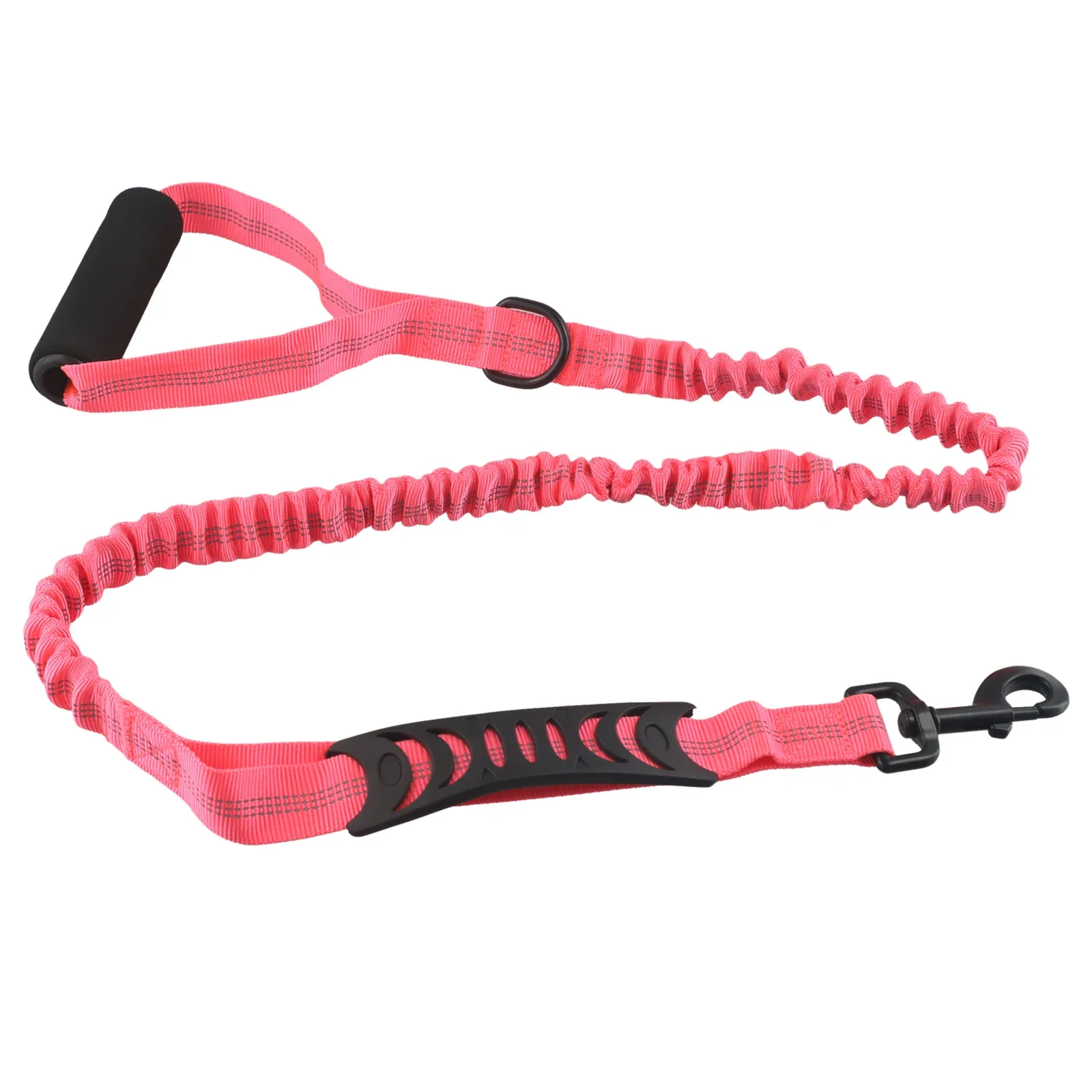 Nylon leash with double handles featuring buffer tension system to minimize sudden pulls adjustable length for dog and cat walks