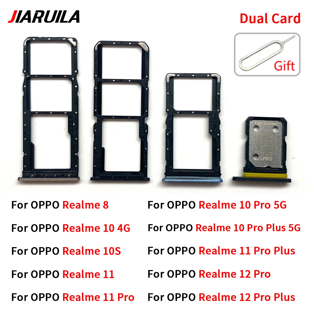 Sim Card Tray For Oppo Realme 8 10S 11 12 Pro Plus SIM Card Slot Holder Micro SD Card Adapter Replacement Reapir Parts
