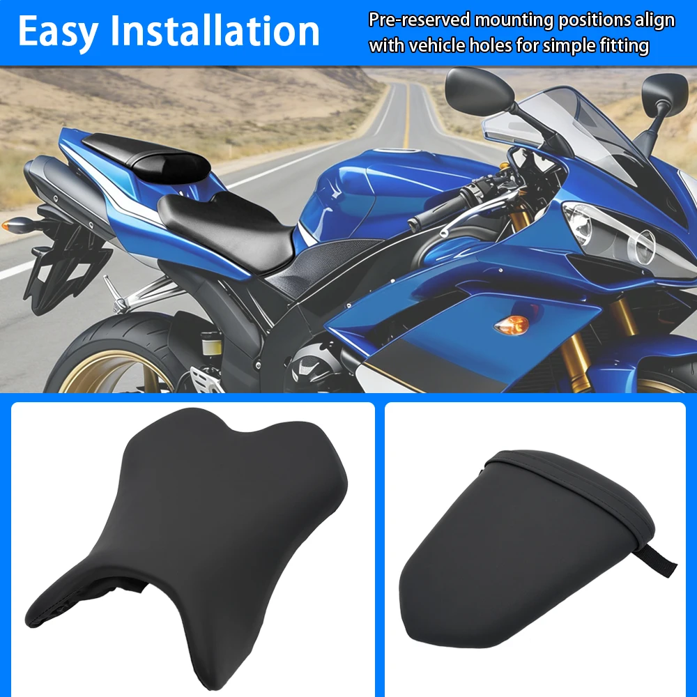 For Yamaha YZF R1 2007 2008 Motorcycle PU Leather Front Rider Seat & Rear Pillion Passenger Seat Cushion Saddle Set Accessories